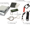 Survival Kit Gear Hiking Camping Set Fire Starter + Wire Saw + Card knife + Outdoor Whistle + Flashlight + Blank